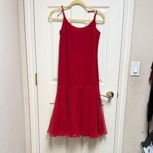Red Sleeveless Spaghetti Strap Drop-Waist Dress